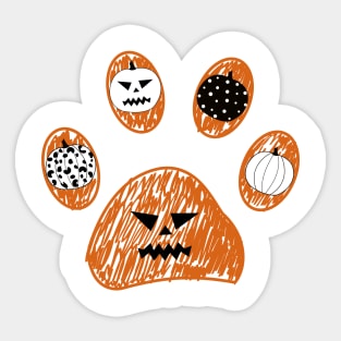 Dooddle paw print with pumpkin Sticker